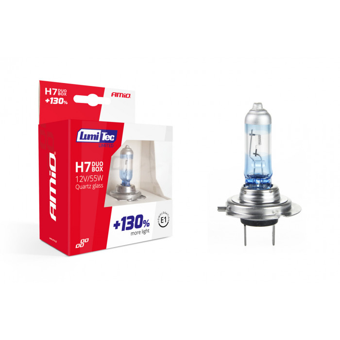Set 2 becuri cu halogen H7 12V 55W LumiTec LIMITED + 130% DUO BOX
