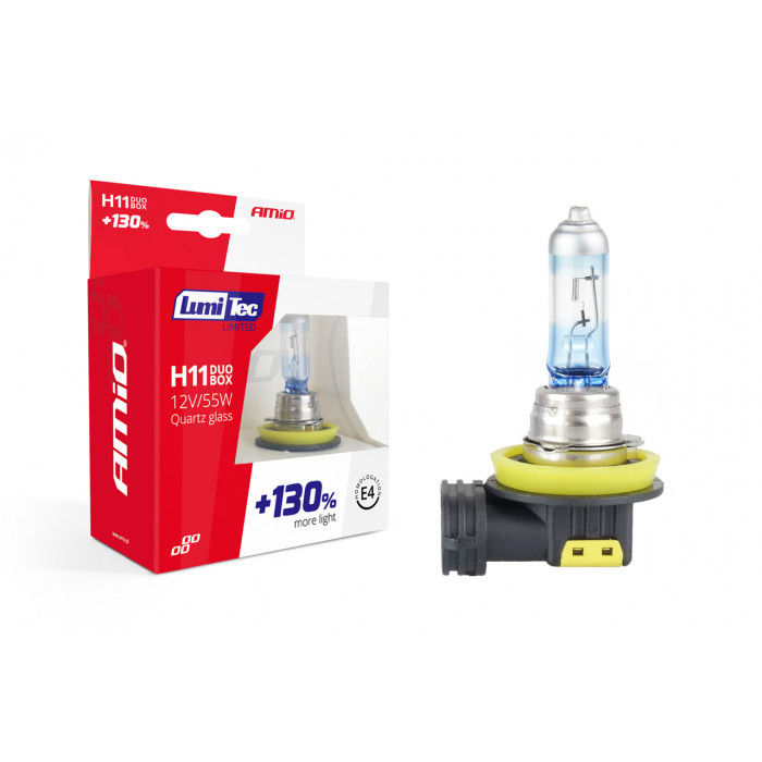 Set 2 becuri cu halogen H11 12V 55W LumiTec LIMITED + 130% DUO BOX