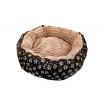 Culcus moale cu perna, pentru caine/pisica, culoare maro-raiat, impermeabil, baza antiderapanta, 50 cm