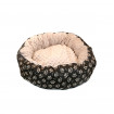 Culcus moale cu perna, pentru caine/pisica, Model Minky, culoare crem-maro, impermeabil, baza antiderapanta, 50 cm