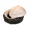 Culcus moale cu perna, pentru caine/pisica, Model Minky, culoare crem-maro, impermeabil, baza antiderapanta, 50 cm