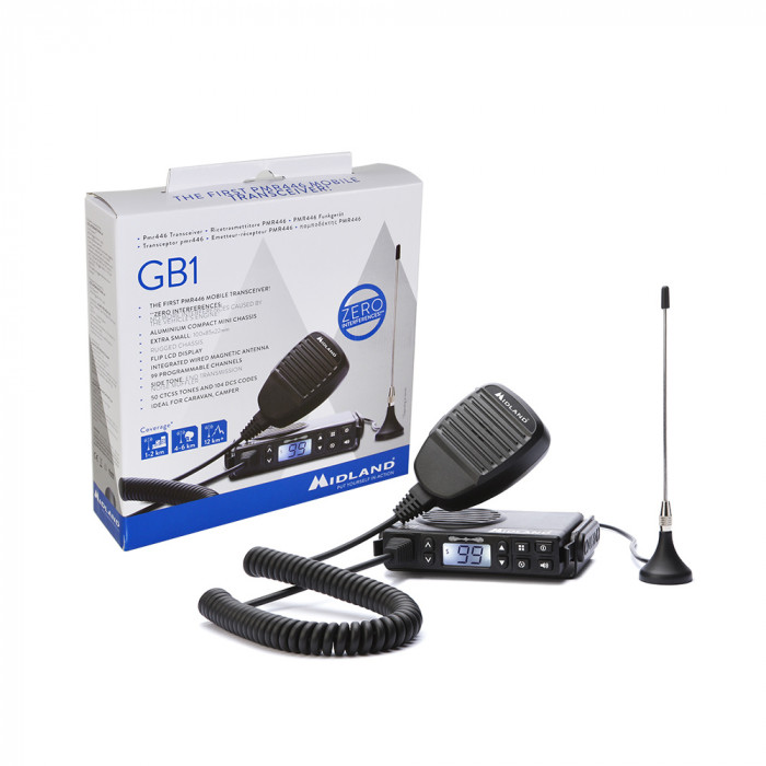 Statie radio PMR mobila Midland GB1 cu antena magnetica inclusa cod C1198