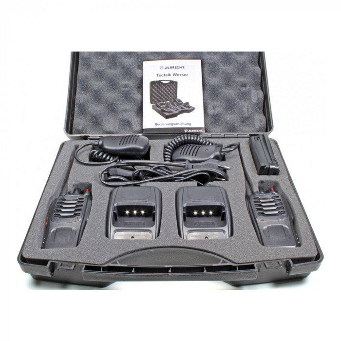 Statie radio PMR portabila Albrecht Tectalk Worker set cu 2buc Cod 29830 include Microfon cu difuzor