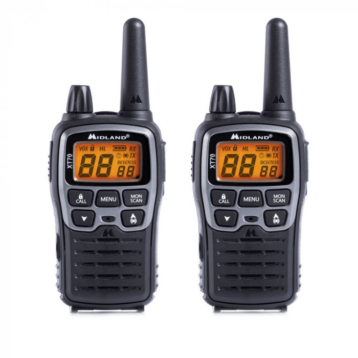Set 2 buc. statii radio PMR/LPD portabile Midland XT70 gri metalic