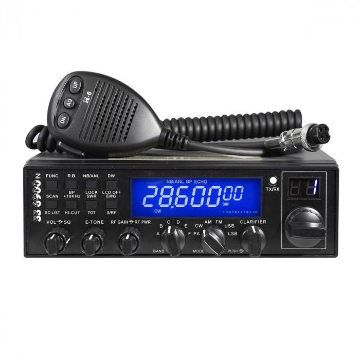 Statie radioamatori CRT SS 6900 N BLUE CB, AM, FM, USB, CW, PA, 28-29.7Mhz, ASQ, RF Gain, Roger Beep, 12V, programabil