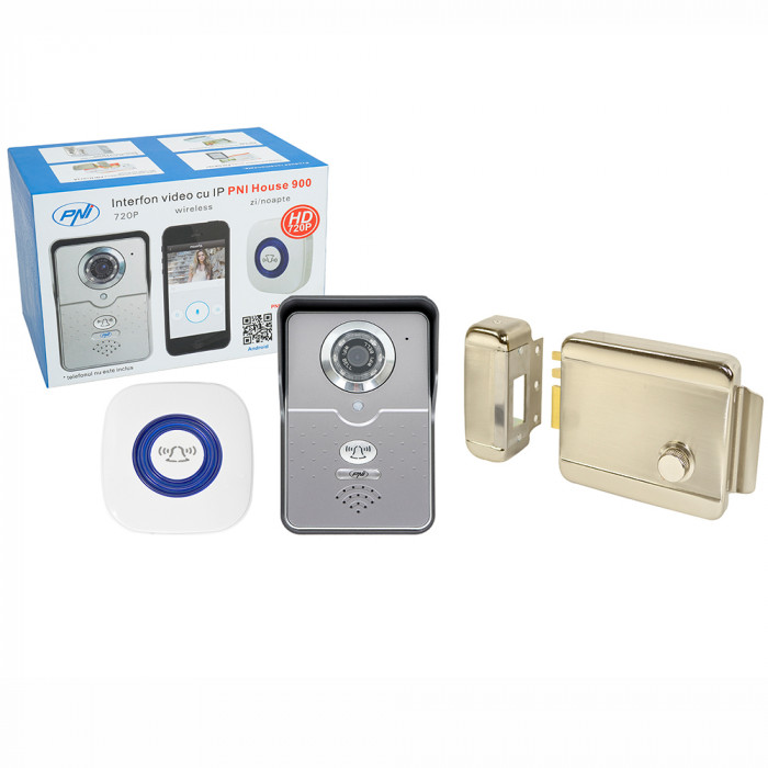 Kit Interfon video cu IP PNI House 900 si Yala electromagnetica PNI H1073A din otel