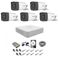 Sistem supraveghere complet 5 MP Hikvision Turbo HD EXT 5  IR 80 m