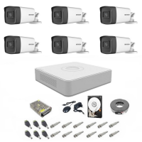 Sistem supraveghere complet 5 MP Hikvision Turbo HD EXT 6  IR 40 m