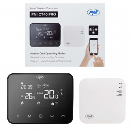 Termostat inteligent PNI CT40 PRO fara fir, cu WiFi, pentru centrale termice, 4 programe zilnice, control aplicatie Tuya Smart