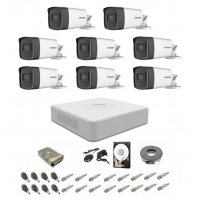 Sistem supraveghere complet 5 MP Hikvision Turbo HD EXT 8  IR 80 m