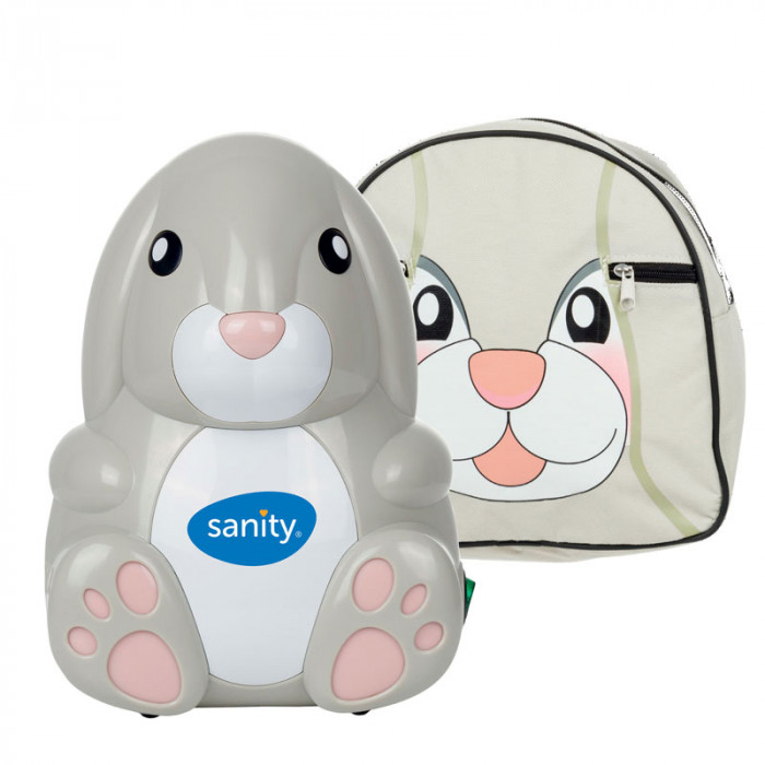 Aparat aerosoli compresor Sanity Baby Inhaler, suzeta inhalator inclusa, ideal pentru cadouri