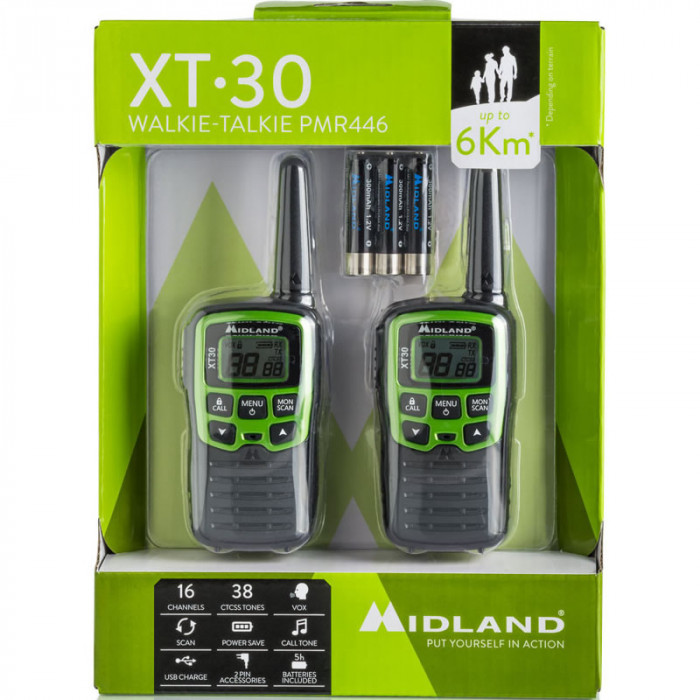 Statie radio PMR portabila Midland XT30 cu acumulatori