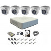 Sistem supraveghere complet 5 camere Hikvision DOM Turbo HD 1080P