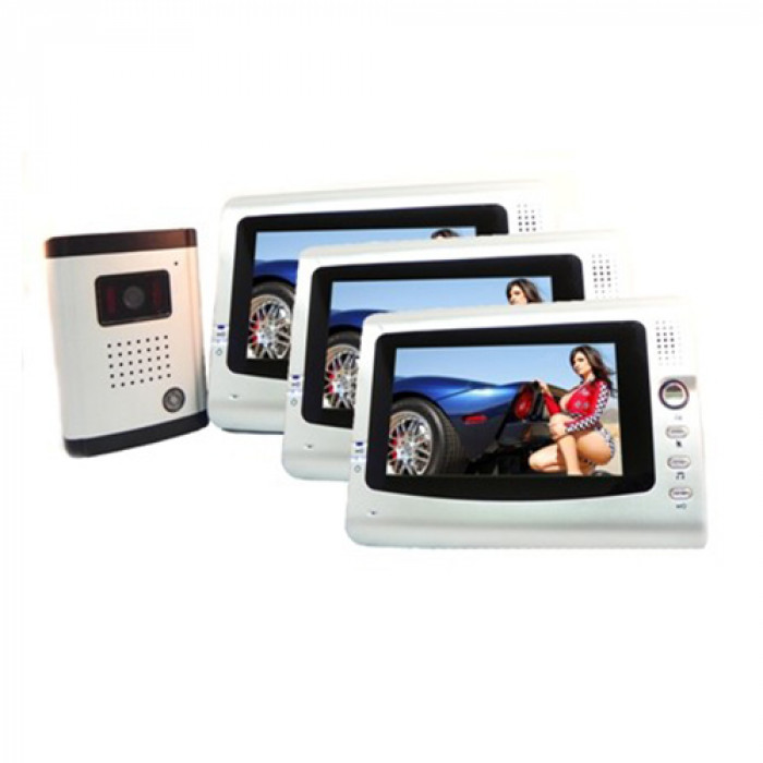 Kit Video-interfon cu 3 monitoare de 7 inch