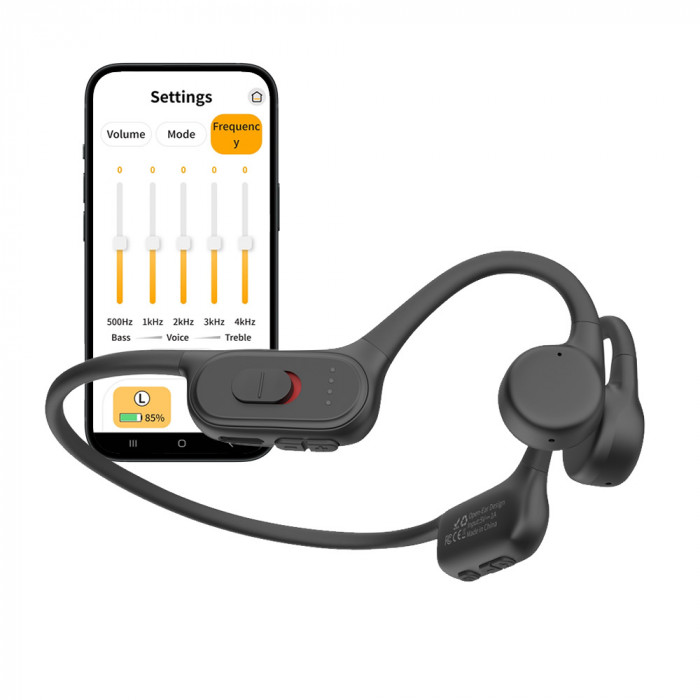 Aparat auditiv cu conductie osoasa AudiSound F2C, conexiune bluetooth, reglaj frecvente din aplicatie telefon