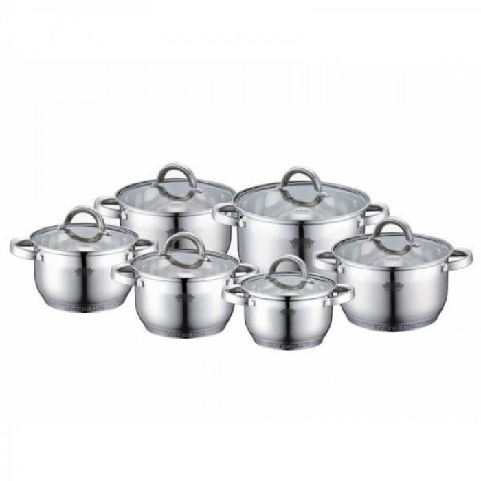 Set 6 oale cu capac din sticla termorezistenta Peterhof PH-15234S