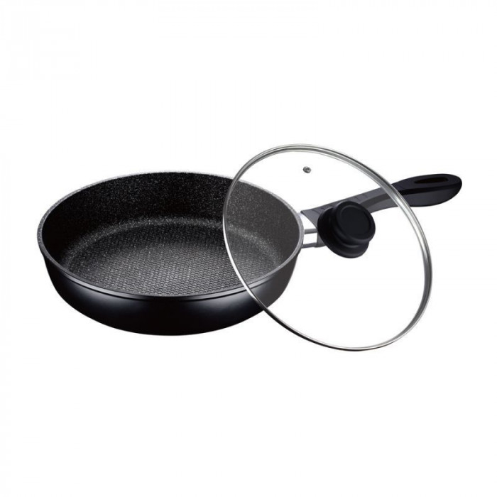 Tigaie Peterhof, 22 cm, Aluminiu, Interior granit, Capac, Negru PH-15402-22