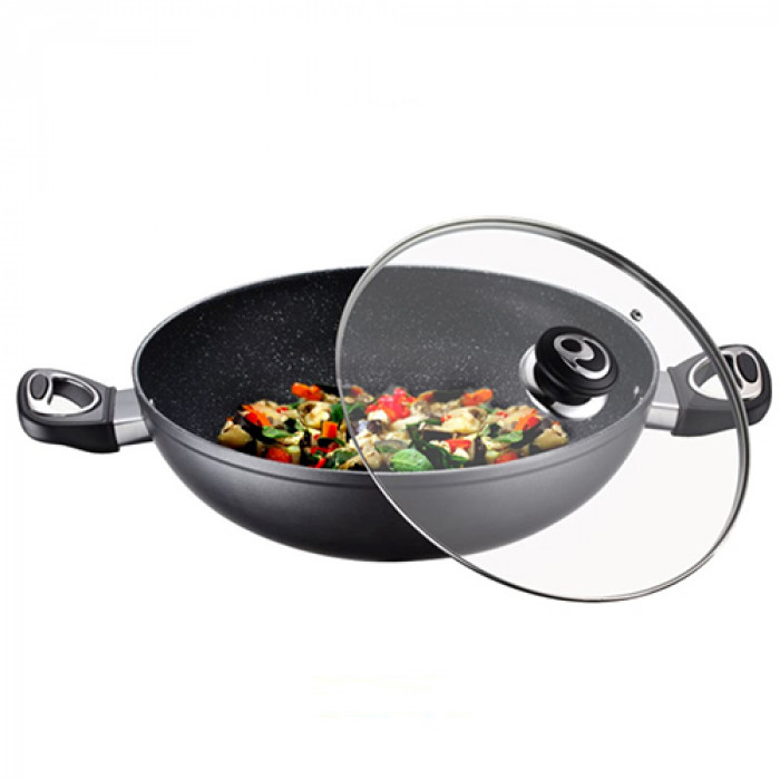 Wok Aluminiu cu Strat de Marmura 32 cm  PH-15410-32