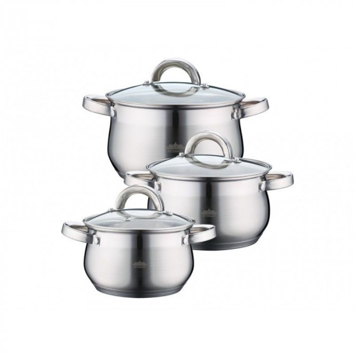 Set 3 cratite inox cu capac Peterhof PH-15759 