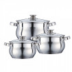 Set 3 cratite din inox cu capac cu baza triplustratificata Peterhof  PH-15775