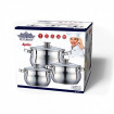 Set 3 cratite din inox cu capac cu baza triplustratificata Peterhof  PH-15775