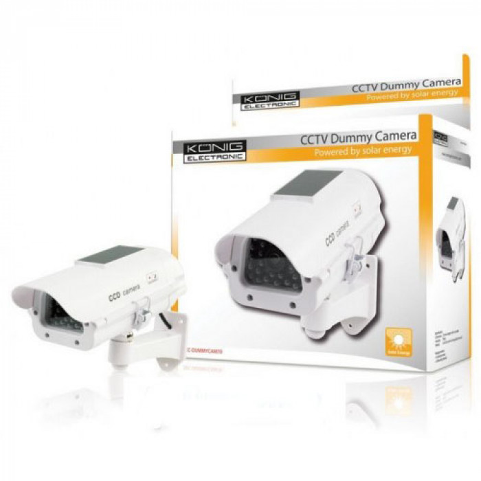 Outdoor dummy camera with solar panel