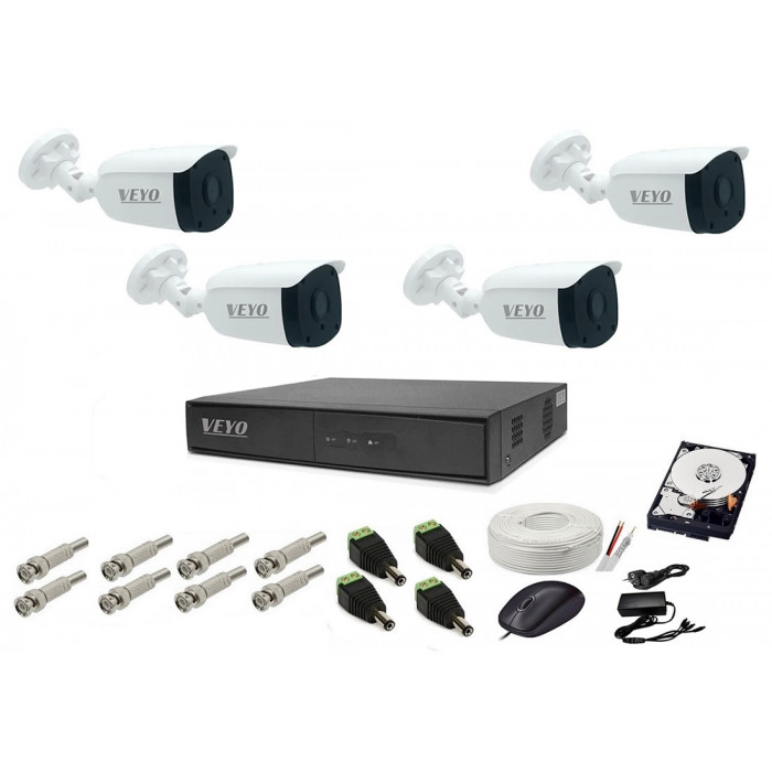 Sistem supraveghere HD exterior complet, 1.3 MP, 4 camere IR 30 m