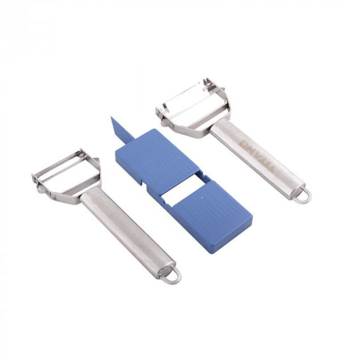 Set 2 curatatoare plus 1 razatoare Dekassa, Inox, Argintiu YW-003