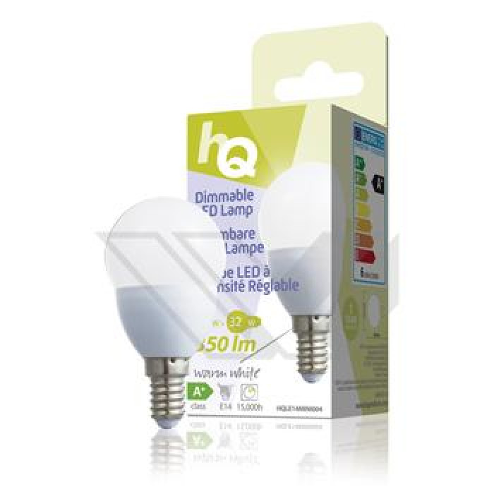 Bec cu led mini glob cu intensitate reglabila E14 5.5 W lumina calda HQ