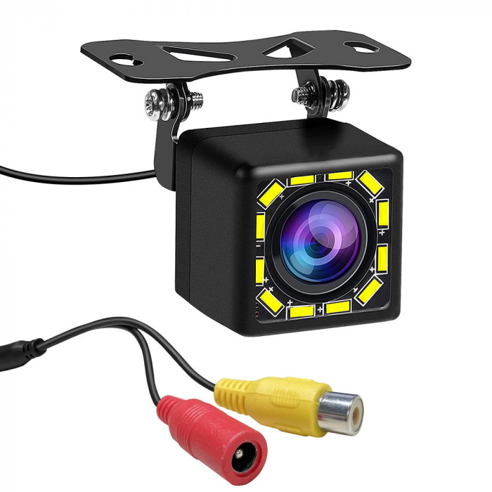 Camera auto marsarier, rezolutie HD, 12 LED-uri IR, protectie la apa, unghi de vizualizare 170°