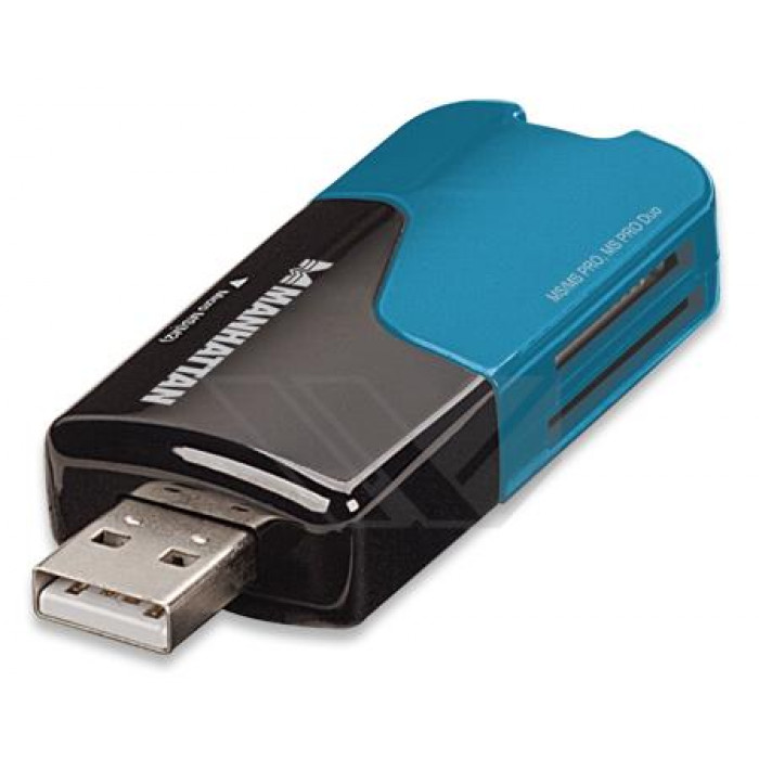 Cititor de card mini USB 2.0 negru/albastru 101707 Manhattan
