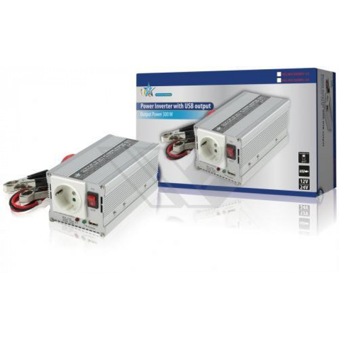 Invertor de tensiune 24V-230V,300W,iesire USB 5V,HQ