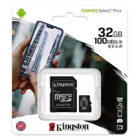 Card MicroSDHC Kingston, 32GB, Canvas Select Plus Android A1, cu adaptor, Clasa 10