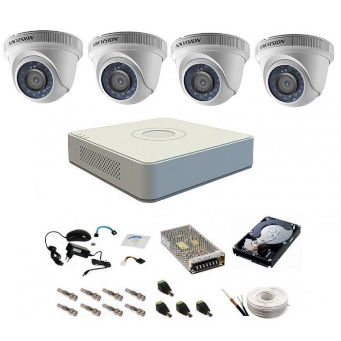Sistem supraveghere complet 4 camere DOM Hikvision Turbo HD 1080P
