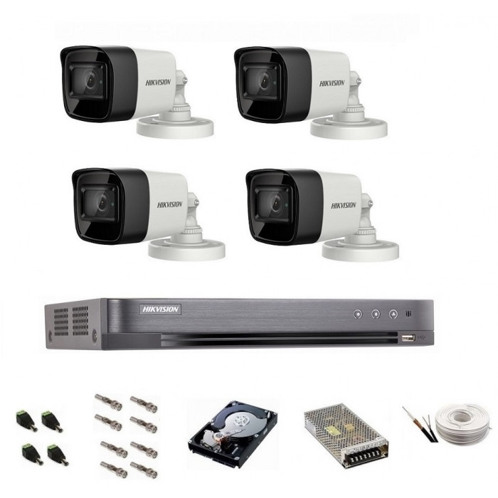 Sistem de supraveghere Hikvision Turbo HD, 4K / 8,3 Mp, 4 camere IR 30 m