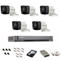 Sistem de supraveghere Hikvision Turbo HD, 4K / 8,3 Mp, 5 camere IR 30 m