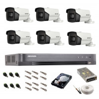 Sistem de supraveghere complet Hikvision Turbo HD, 4K / 8,3 Mp, 6 camere IR 60 m