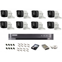 Sistem de supraveghere complet Hikvision Turbo HD, 4K / 8,3 Mp, 8 camere IR 30 m