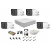 Sistem complet supraveghere 4 camere Hikvision 5 Mp, ir 80 m