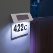 Placa numar poarta casa iluminata LED, incarcare solara, carcasa din INOX