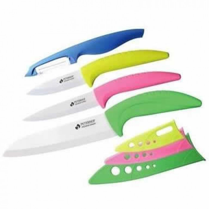 Set 3 cutite din ceramica alba si curatator PH-22355