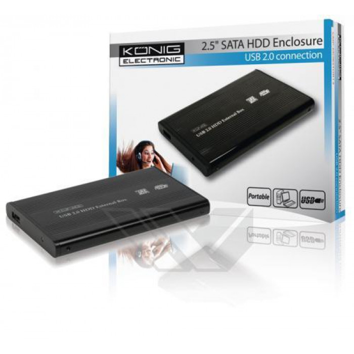 Rack extern USB2.0 2.5" SATA, max 500GB, Konig