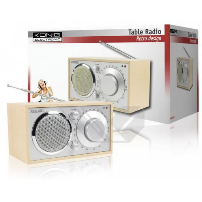 Radio retro AM/FM, antena telescopica, 230V, visiniu, Konig