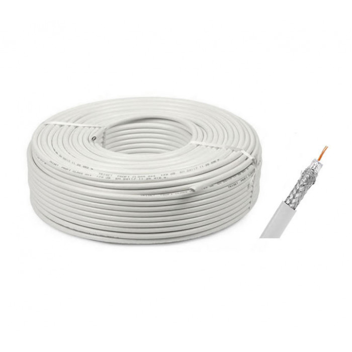 Rola 100 M cablu coaxial RG6 alb 64 x 0.12MM