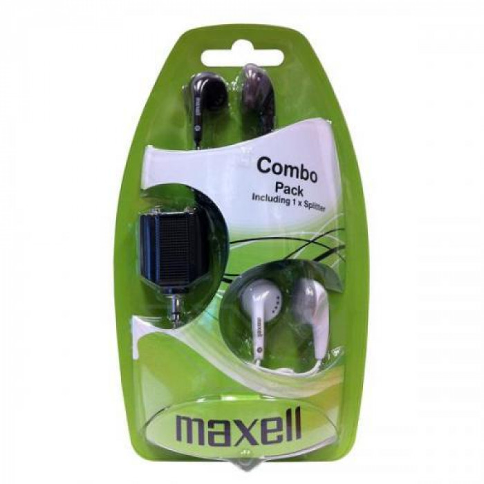 Set 2 Casti in ureche 3.5mm + spliter cu 2 iesiri Maxell