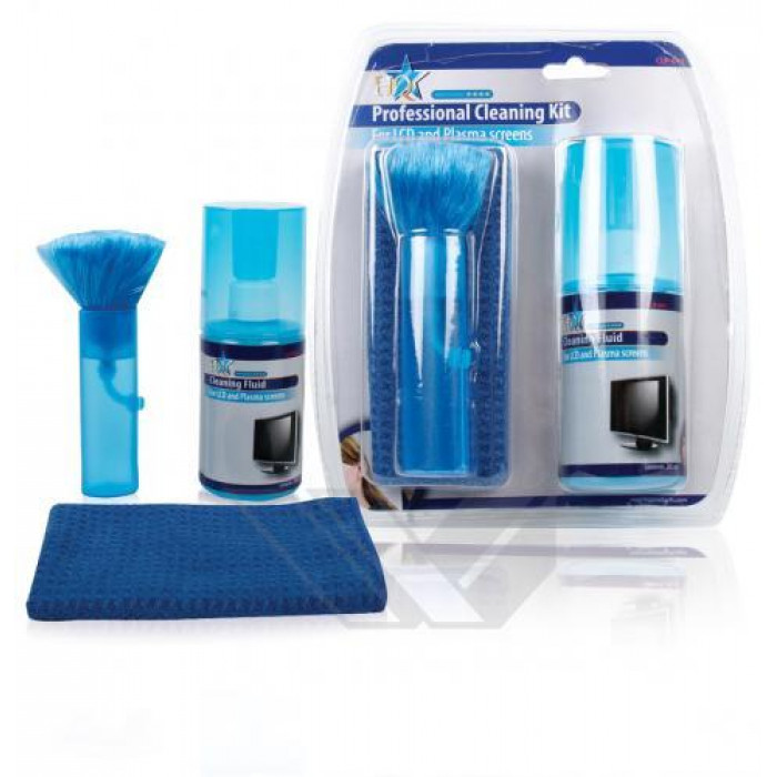 Set curatire ecrane (laveta microfibra + perie antistatica + flacon cu pulverizator cu lichid) HQ