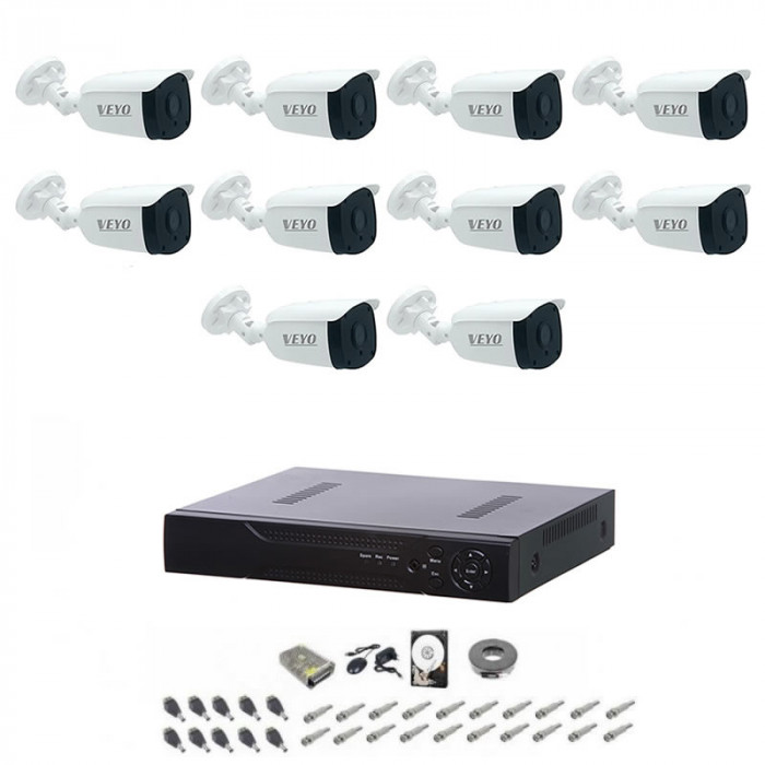 Sistem supraveghere HD exterior complet, 1.3 MP, 10 camere IR 30 m