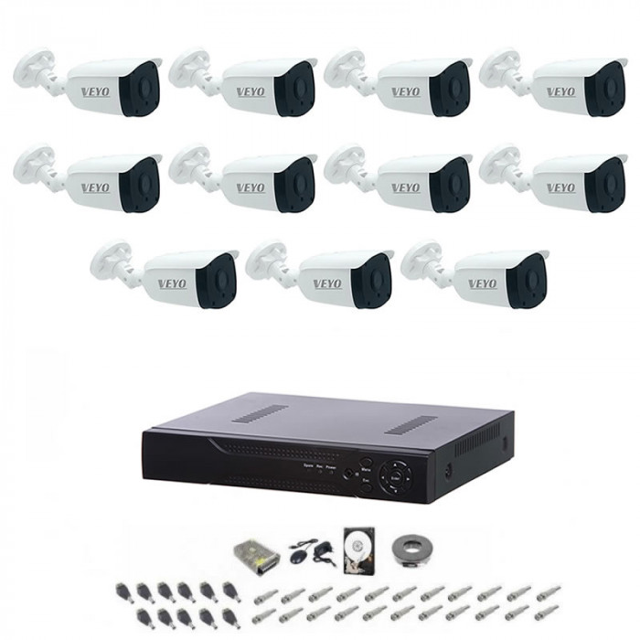 Sistem supraveghere HD exterior complet, 1.3 MP, 11 camere IR 30 m