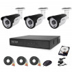 Sistem de supraveghere exterior complet, 5MP, IR 40 M, 3 camere, cabluri mufate