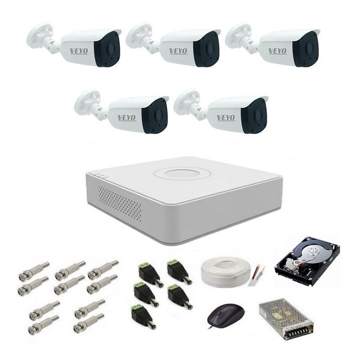 Sistem de supraveghere Complet 1080P EXT 5 AHD, IR 30 m